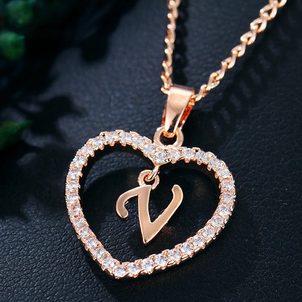 Rose Gold Letter Necklace pendant( A-Z)