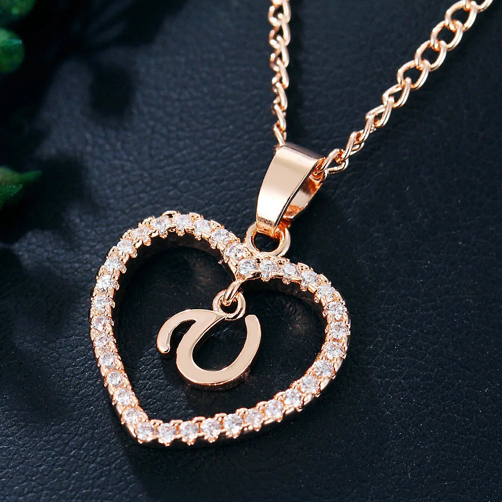Rose Gold Letter Necklace pendant( A-Z)