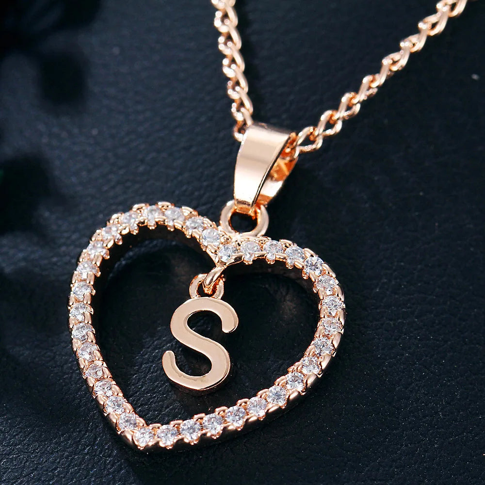 Rose Gold Letter Necklace pendant( A-Z)
