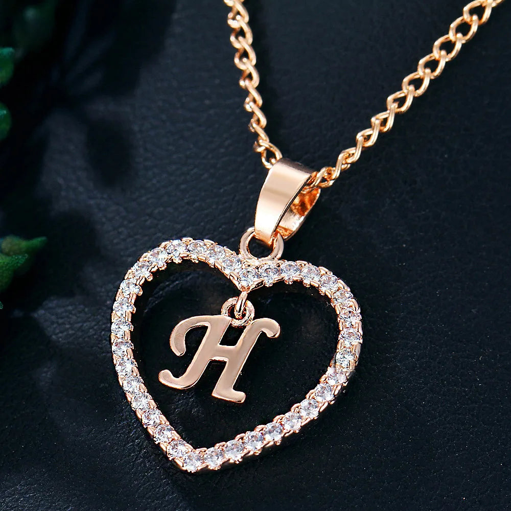 Rose Gold Letter Necklace pendant( A-Z)