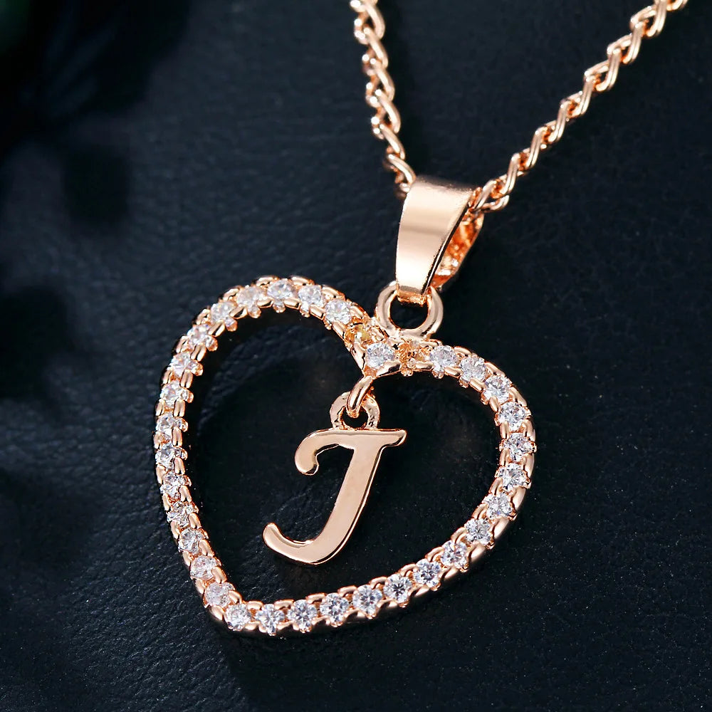 Rose Gold Letter Necklace pendant( A-Z)