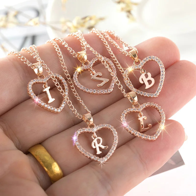 Rose Gold Letter Necklace pendant( A-Z)