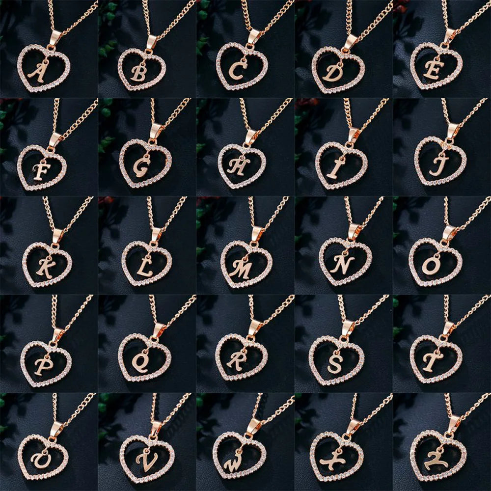 Rose Gold Letter Necklace pendant( A-Z)