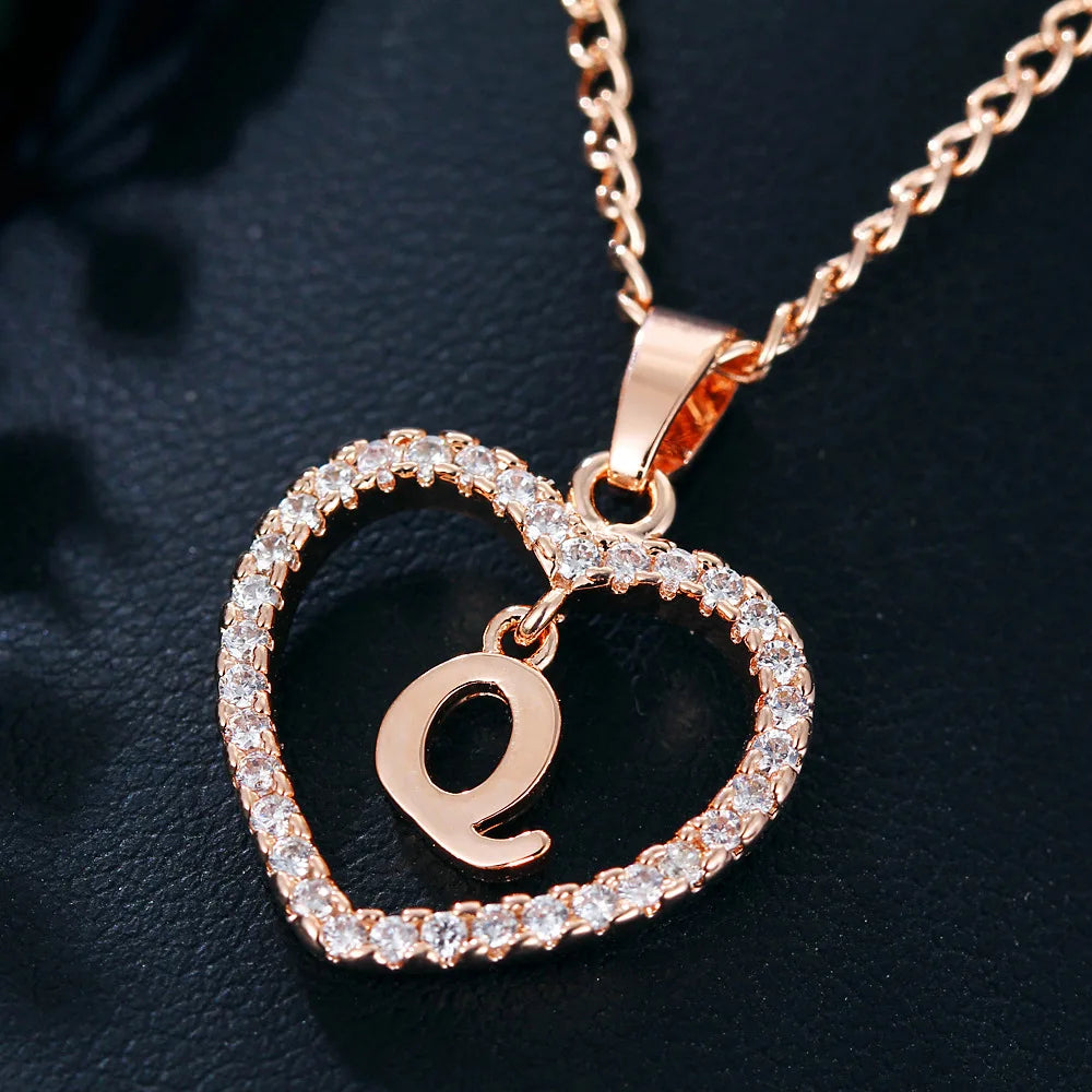 Rose Gold Letter Necklace pendant( A-Z)