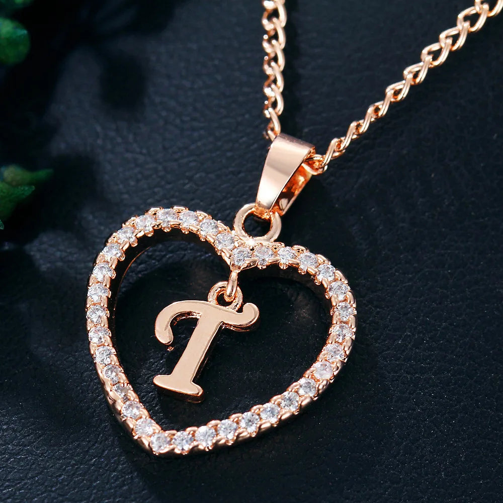 Rose Gold Letter Necklace pendant( A-Z)
