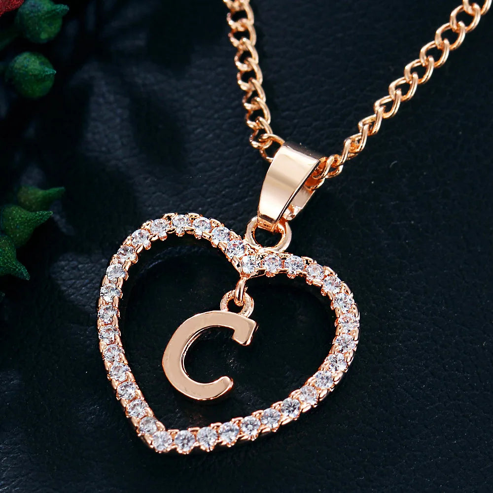 Rose Gold Letter Necklace pendant( A-Z)