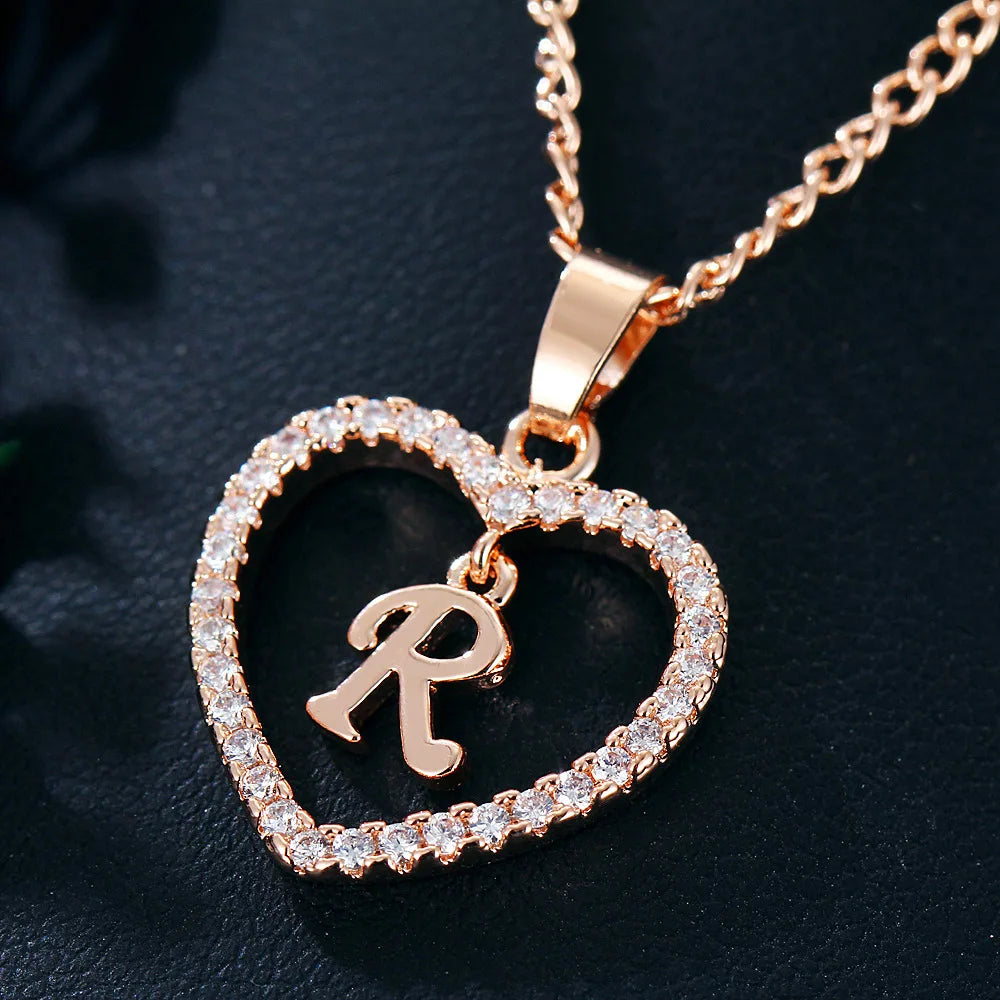 Rose Gold Letter Necklace pendant( A-Z)