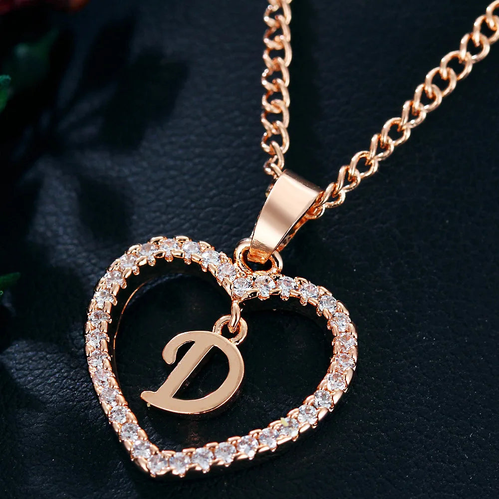Rose Gold Letter Necklace pendant( A-Z)