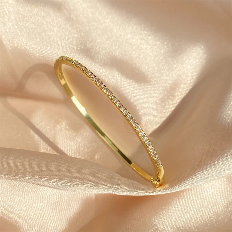 Shiny plated Thin Bangle Bracelet