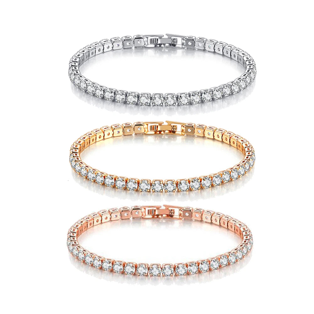3/4/5mm Plated Gold Color Tennis Bracelet
