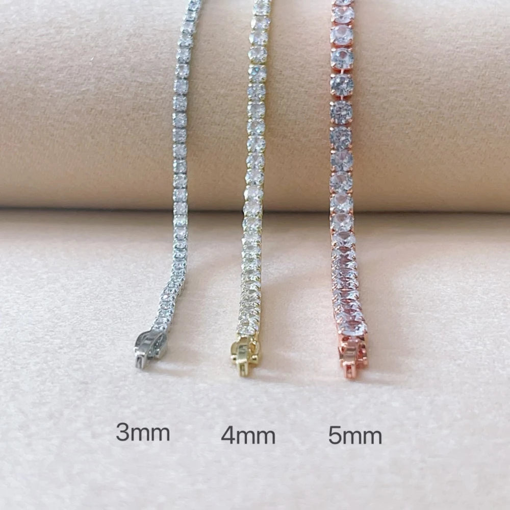 3/4/5mm Plated Gold Color Tennis Bracelet