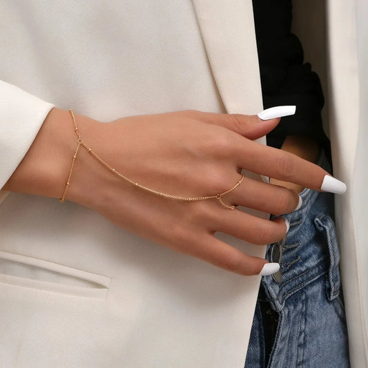 1pc New Golden Chain Finger Bracelet